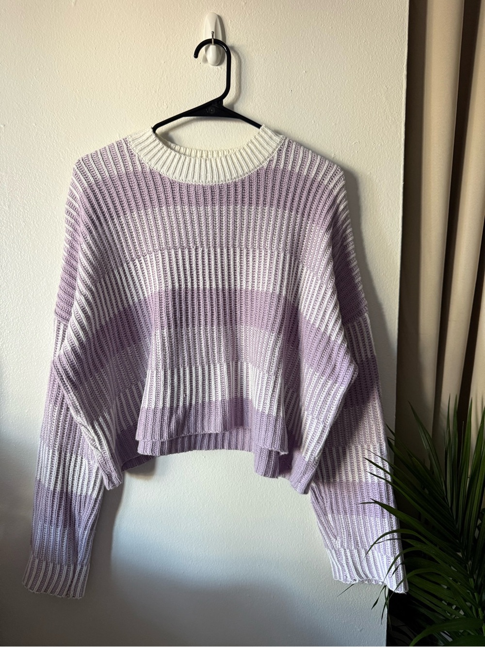 Sincerely Jules Striped Lavender & White Crewneck Sweater
